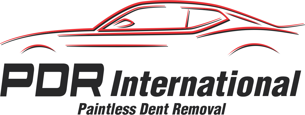 A logo for a company called pdr international painless dent removal.