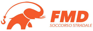 Un logo per FMD Soccorso stradale con sopra un elefante