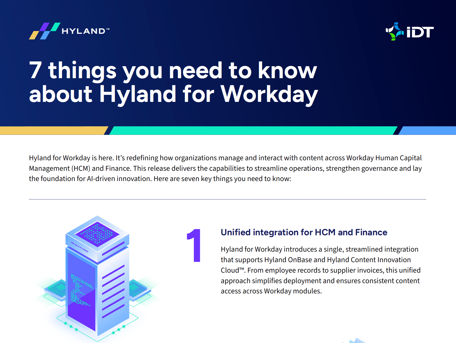 Image depicting 7 ways to improve  Workday HRIS experience using ECM solutions from IDT and Hyland