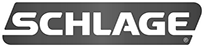 Schlage logo with white text on a dark gray rectangular background.