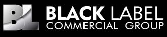 A black and white logo for black label commercial group