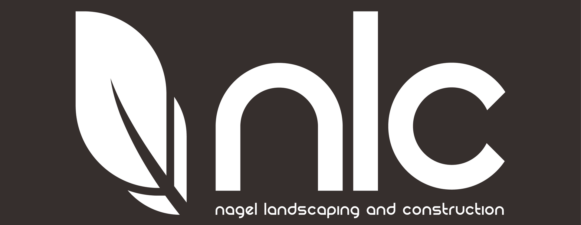 Logo for Nagel Landscaping and Construction. White leaf and