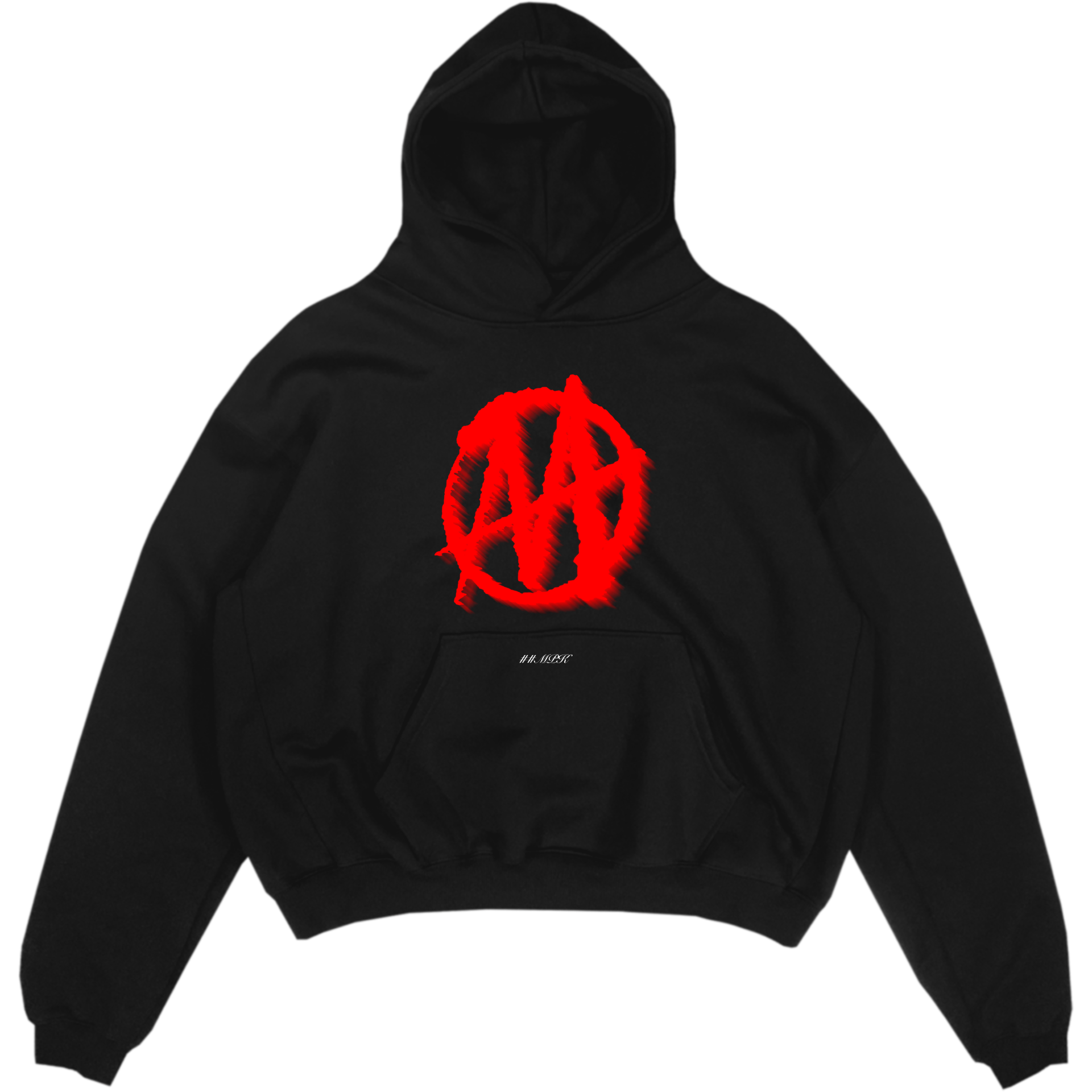 black hoodie with double A in red logo