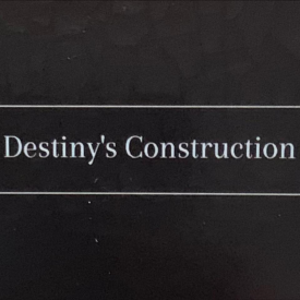 Destiny's Construction text on a black background, white lines above and below the text.