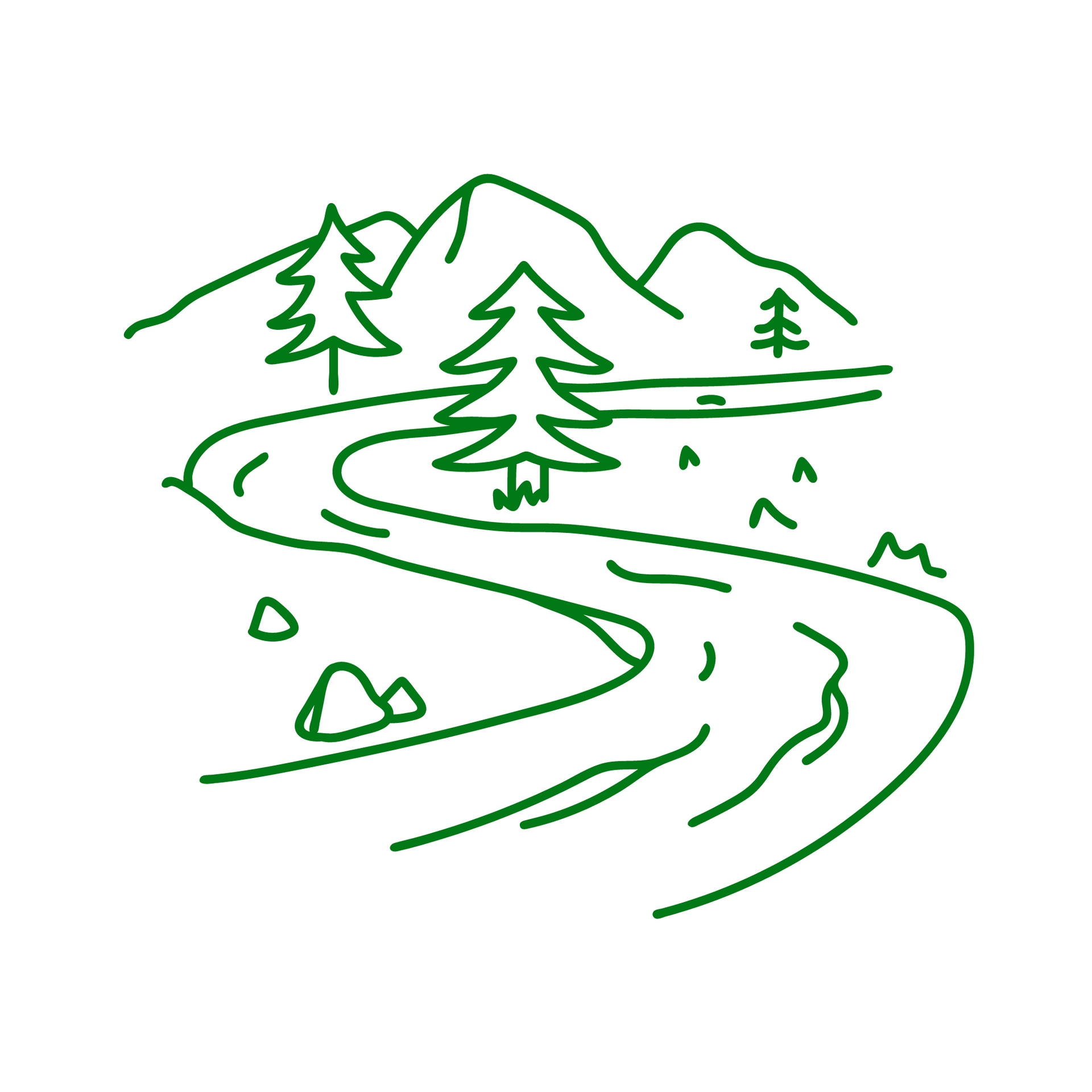 Mountain, tree, and river icon