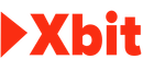 A red and white logo for xbit on a white background