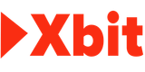 A red and white logo for xbit on a white background