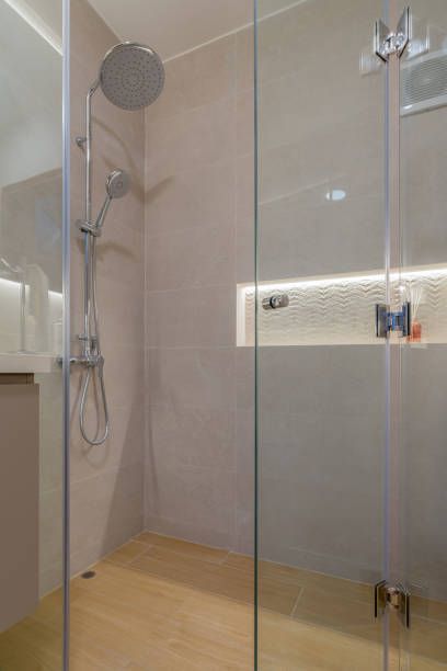 Modern glass bathroom with sleek design, ideal for shower screens supply and installation services.