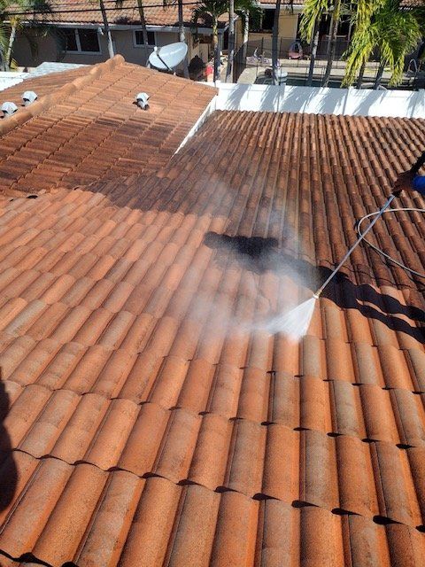 Pressure washed roof