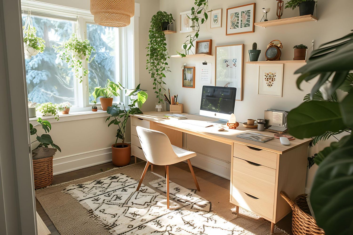 Sunlit botanical home office