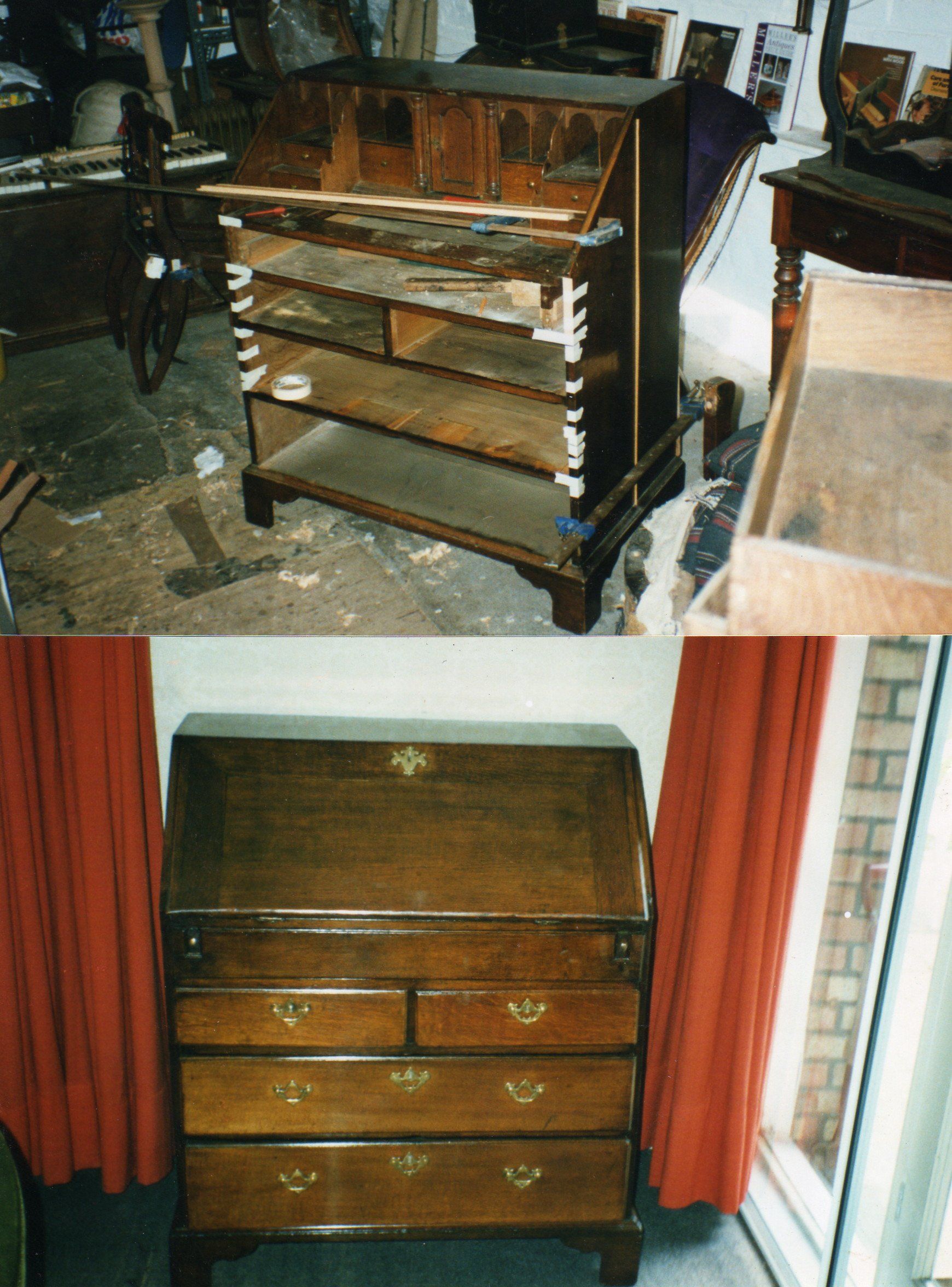 Repaired Georgian oak writing bureau