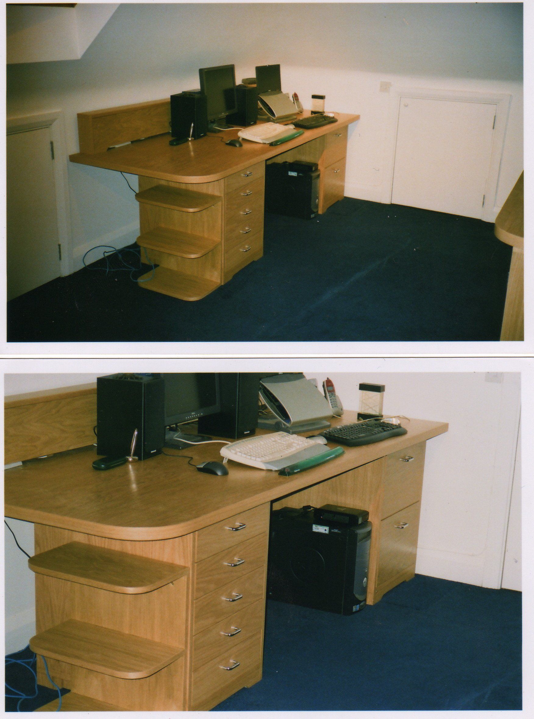 Oak study desk polished