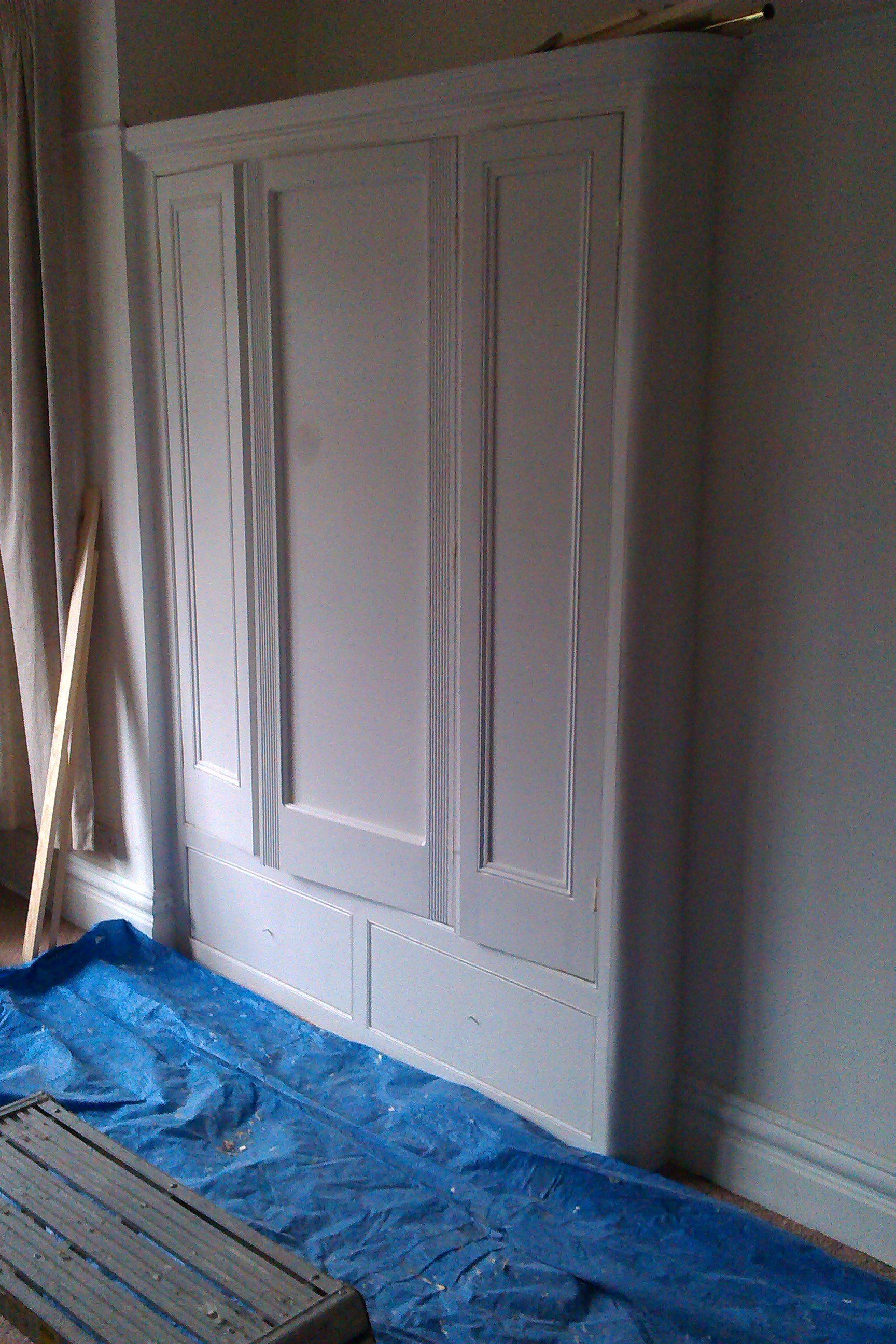 Fitted, painted Victorian style wardrobe