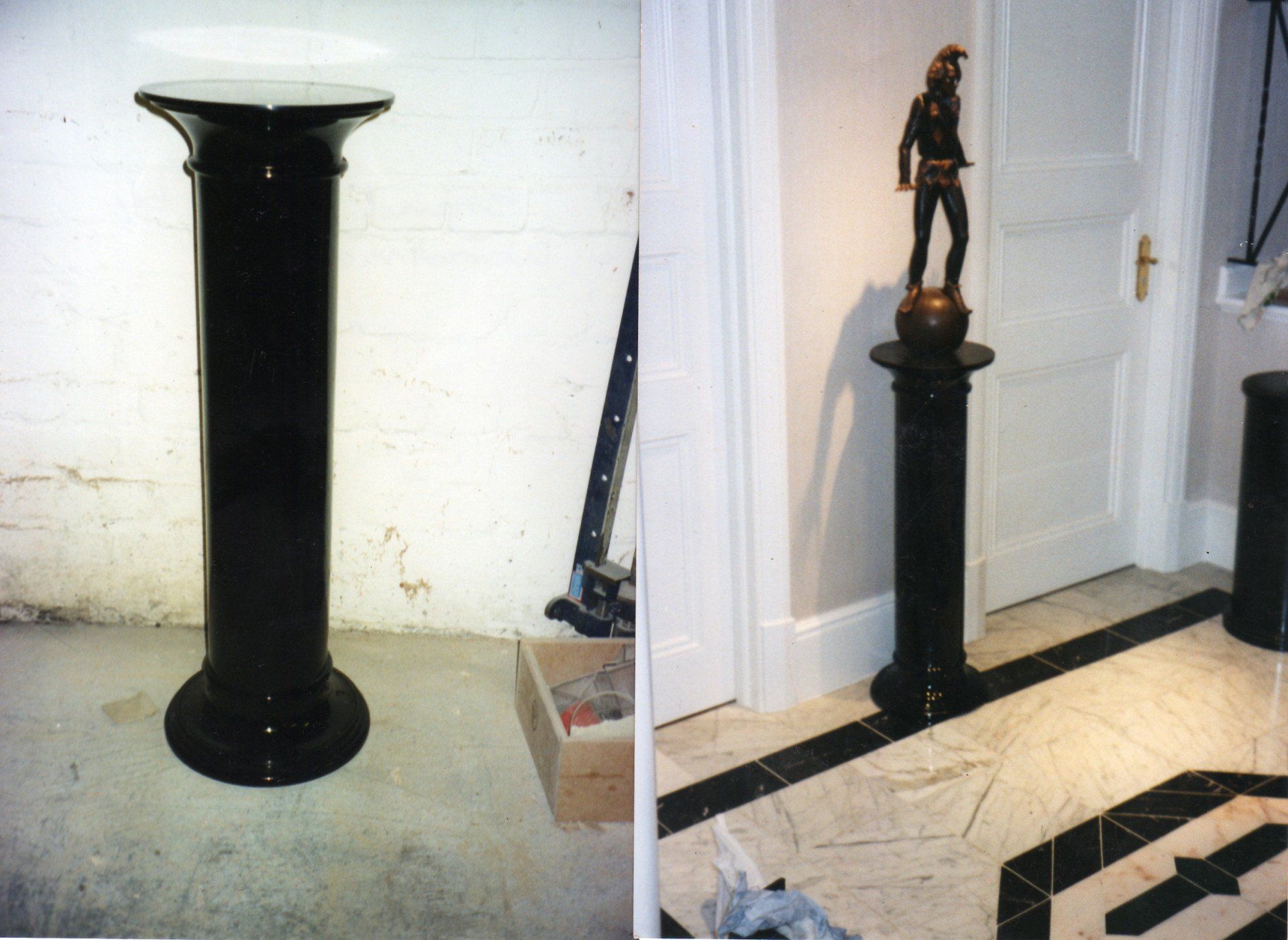 Black wooden column (Statue stand) designed, made & polished by W. G. Francis.