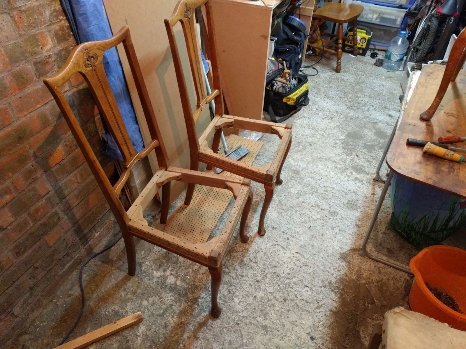 chairs being repaired and then polished