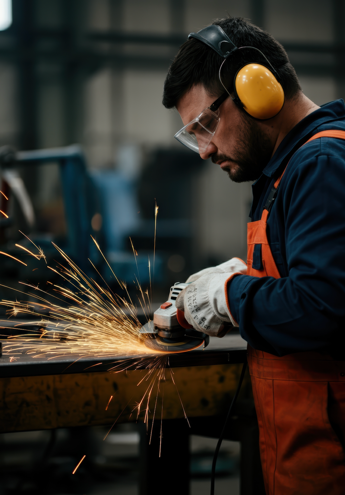 A man wearing a hard hat and overalls is smiling with his arms crossed.