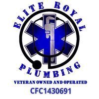 The logo for elite royal plumbing is a veteran owned and operated plumbing company.