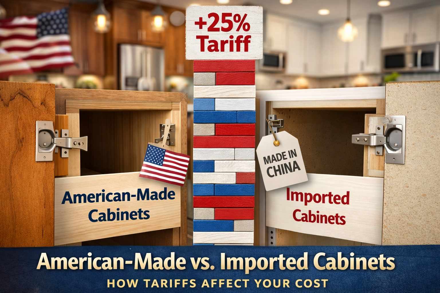 A kitchen graphic shows a Jenga tower labeled 