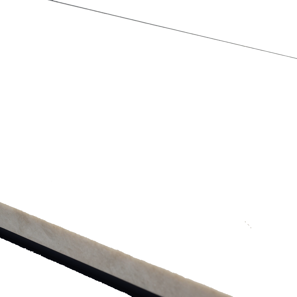 A thin, rectangular strip of light-colored textured material positioned diagonally against a dark background.