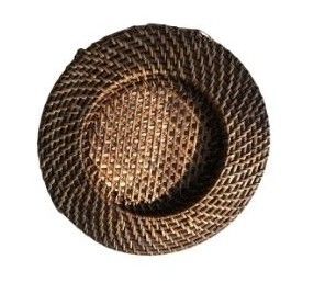 Set de table rond tissé marron à motif en spirale