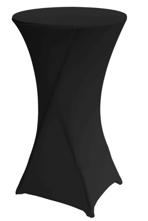 Housse extensible blanche pour table basse ronde avec pied central intégré