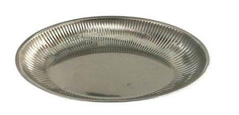 Plateau rond jetable en aluminium argenté à bords striés