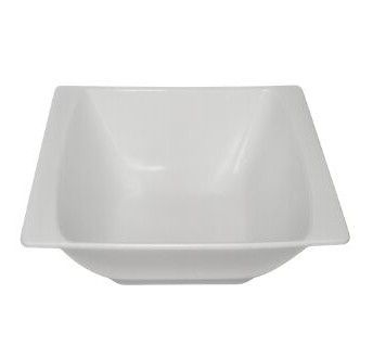 Bol carré en céramique blanche à bords évasés sur fond uni