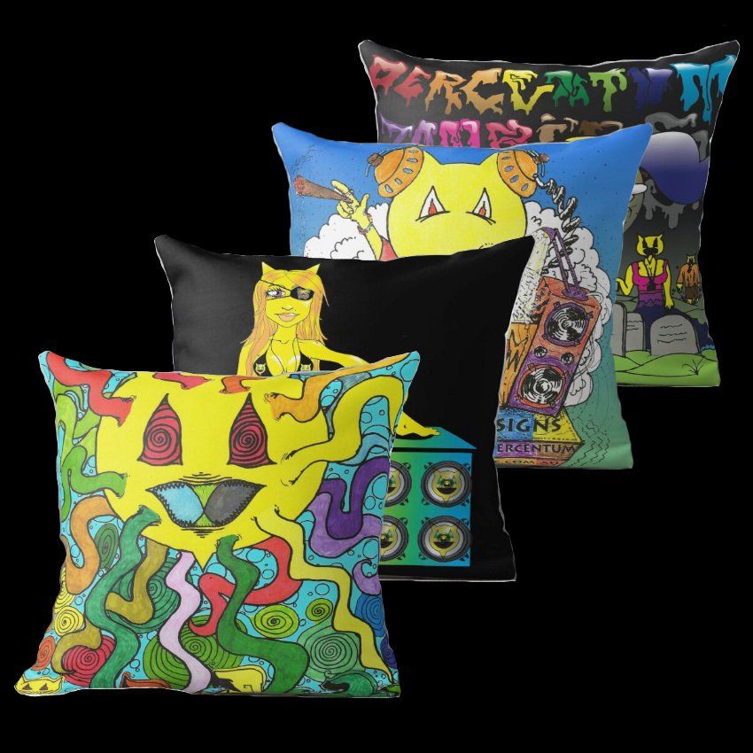 Throw pillows featuring Percentum Designs Art