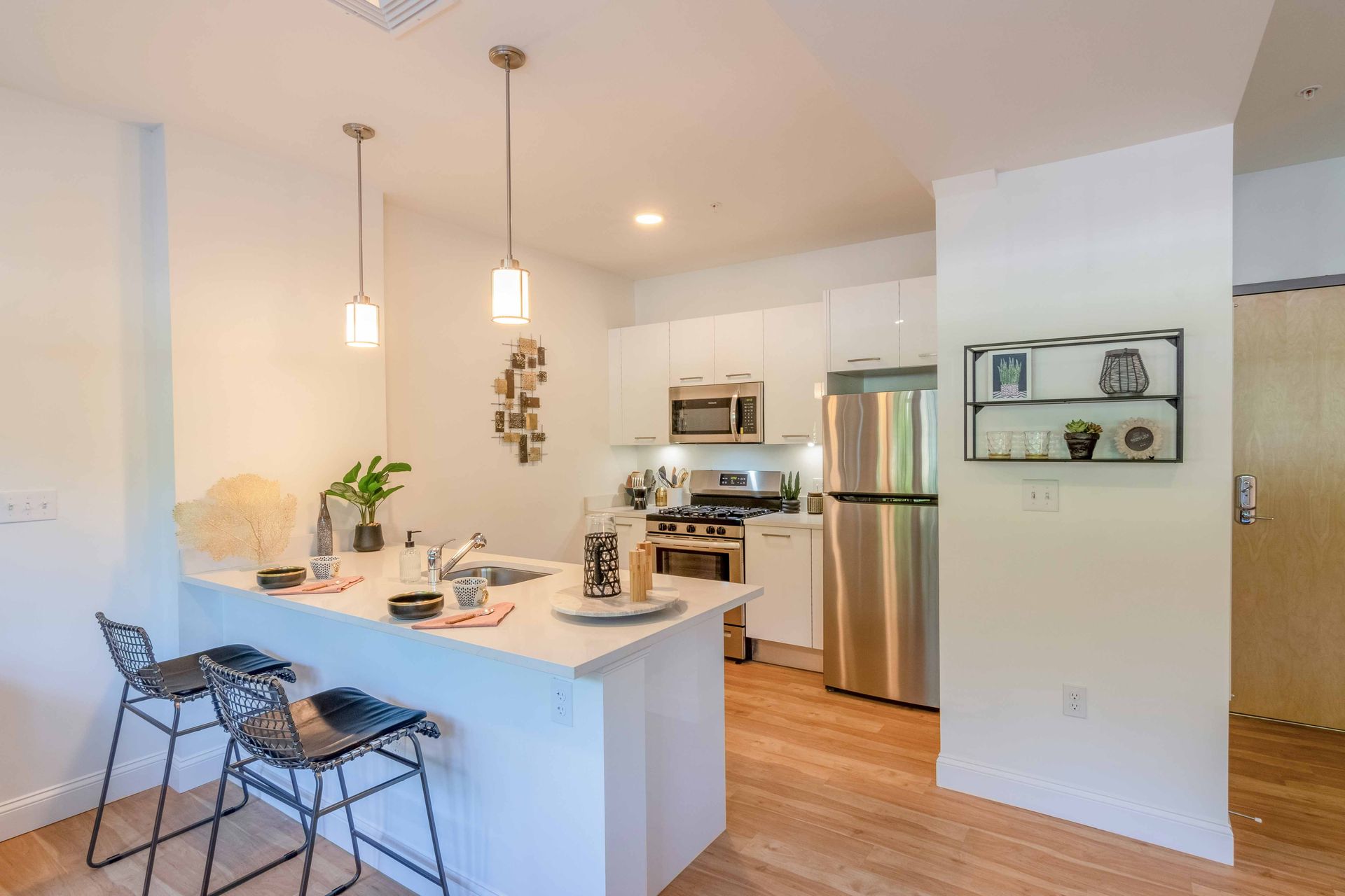 The overlook - open kitchen with living room and large windows 03