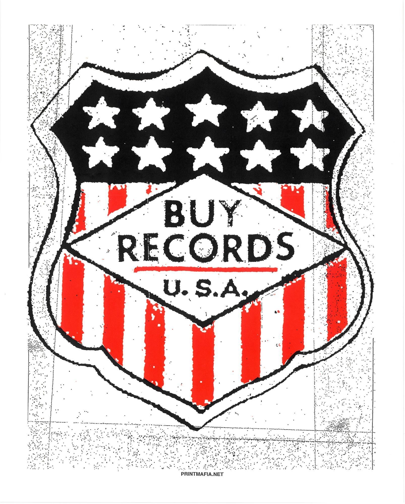 Shield-shaped logo with red and white stripes, black top with white stars, and text reading 