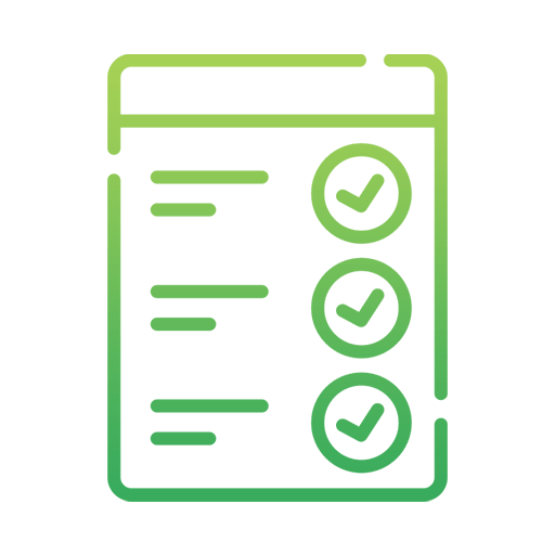 An icon of a checklist with three check marks on it.