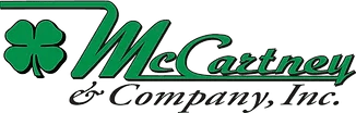 Logo for McCartney & Company, Inc., featuring a green four-leaf clover to the left of stylized green text.