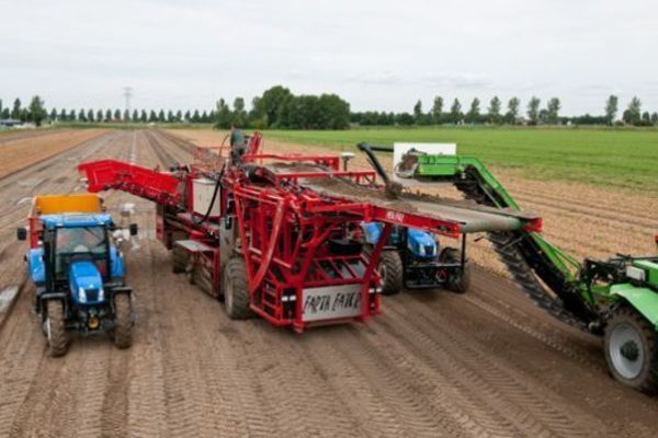 Tulpen rooien zonder en met de landspoeler