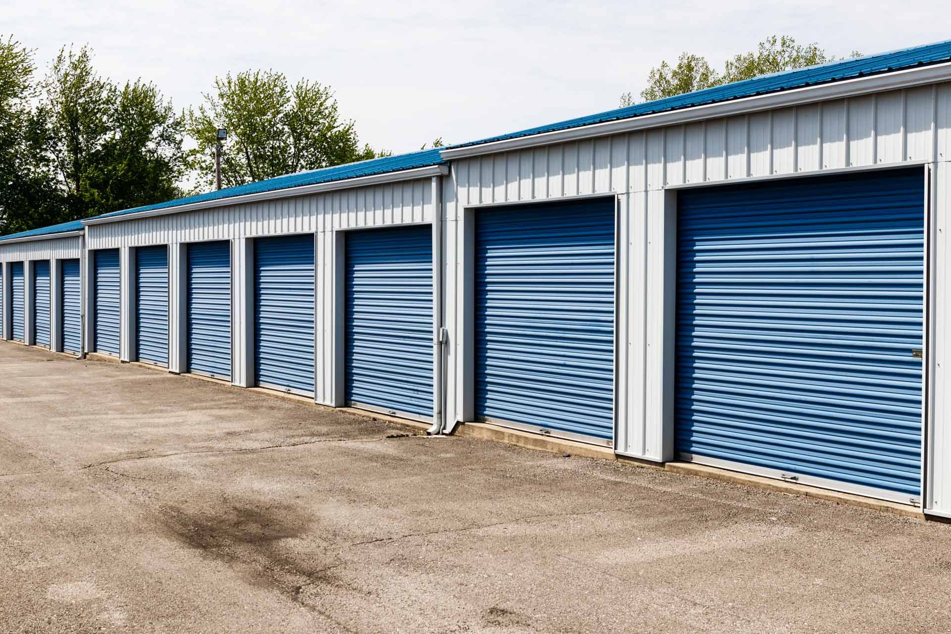 Row of blue storage units.