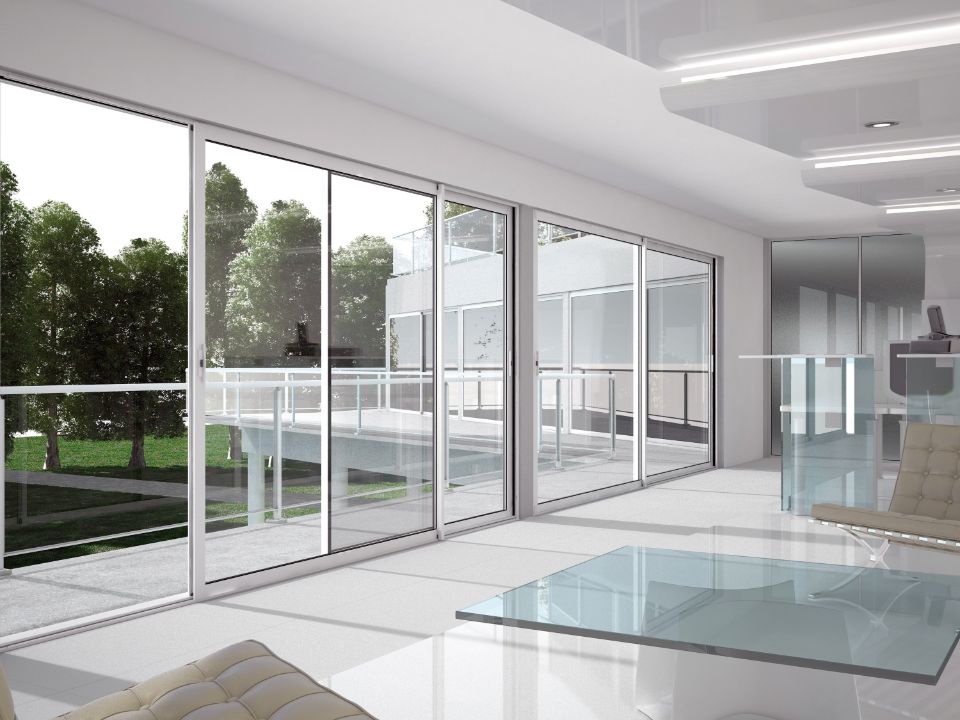 vetrata scorrevole per accesso al terrazzo