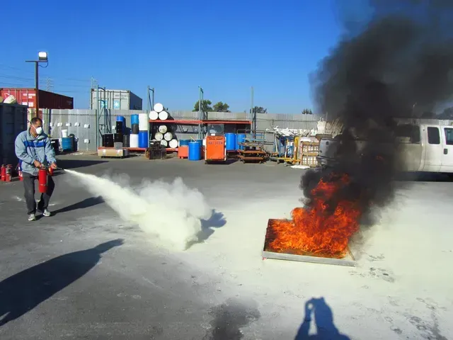 Man Show To The People On How To Use Fire Extinguisher To Put Out The Fire - Newark, CA - ABC Fire Protection Inc.
