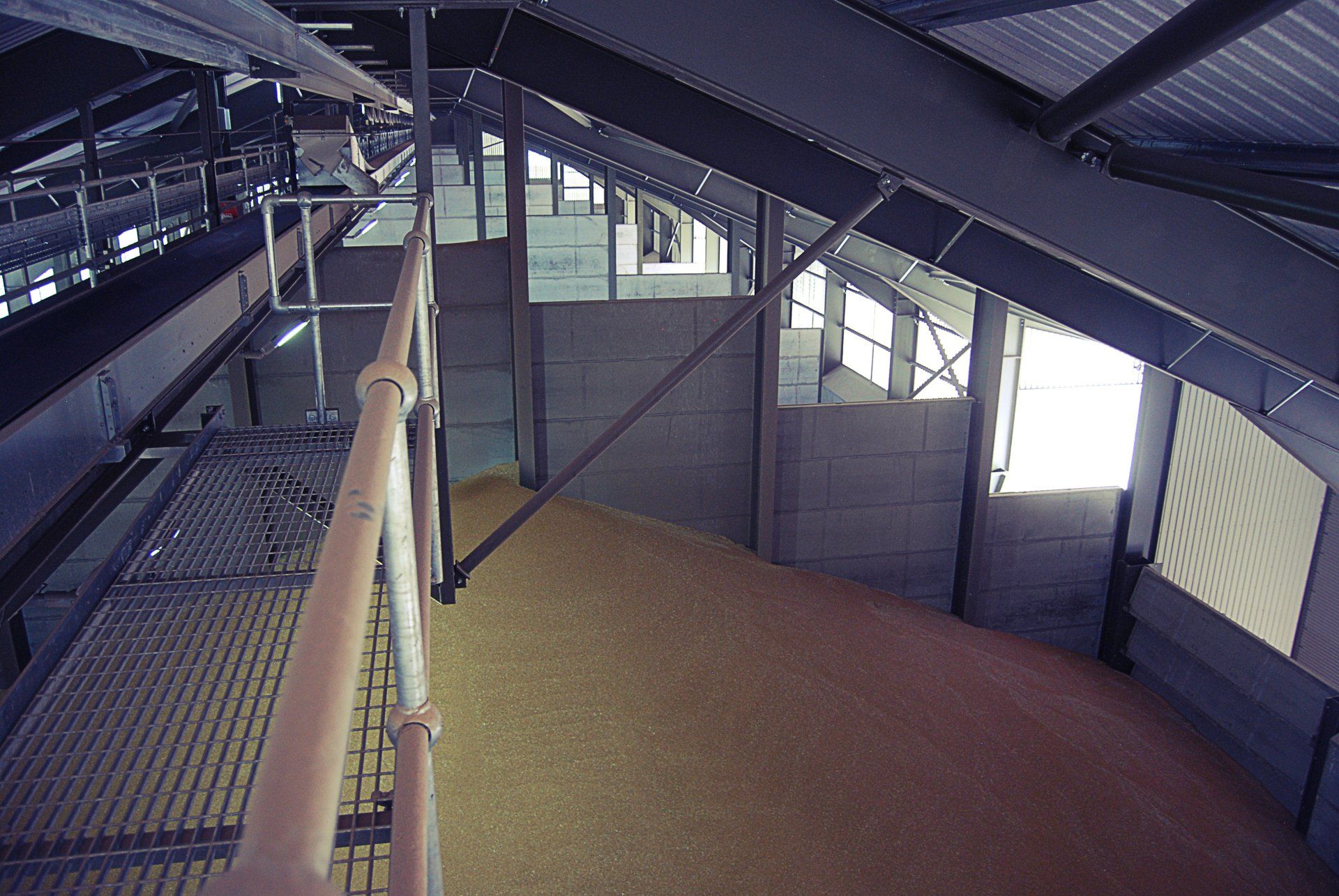 A large building with a lot of grain in it