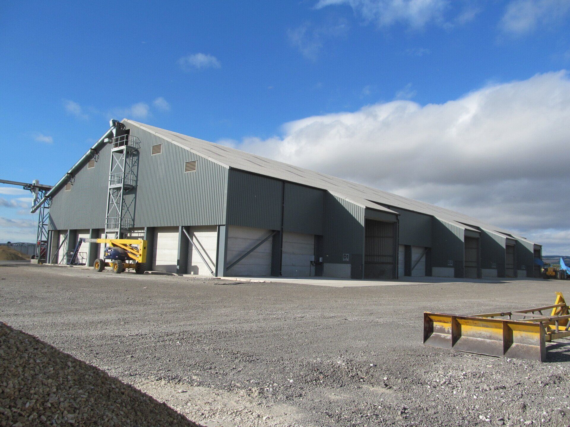 A large building with a lot of doors and stairs