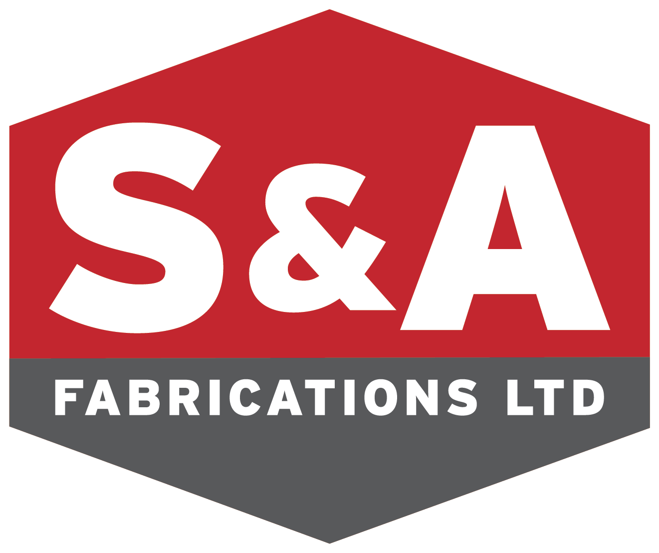 A red and white logo for s & a fabrications ltd