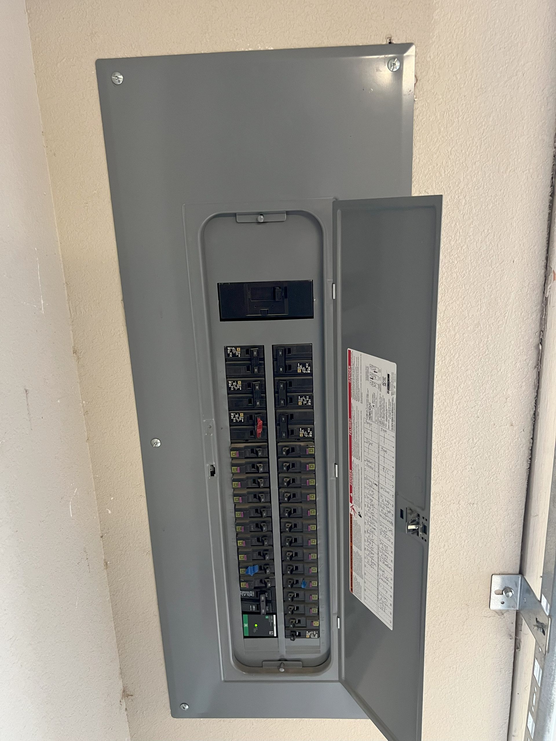 A close up of a electrical box on a wall