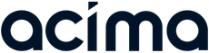 The dark blue logo for Acima, featuring lowercase letters with a stylized dot above the letter