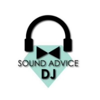 Logo: Black headphones above a teal bowtie and