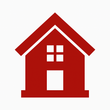 Red house icon with a square door and a four-pane window.