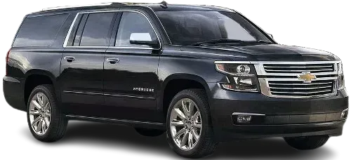 Black Chevrolet SUV on a white background, front three-quarter view