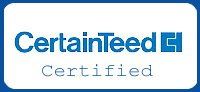 A blue and white logo that says `` certainteed certified ''.