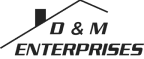 A black and white logo for a company called d & m enterprises.