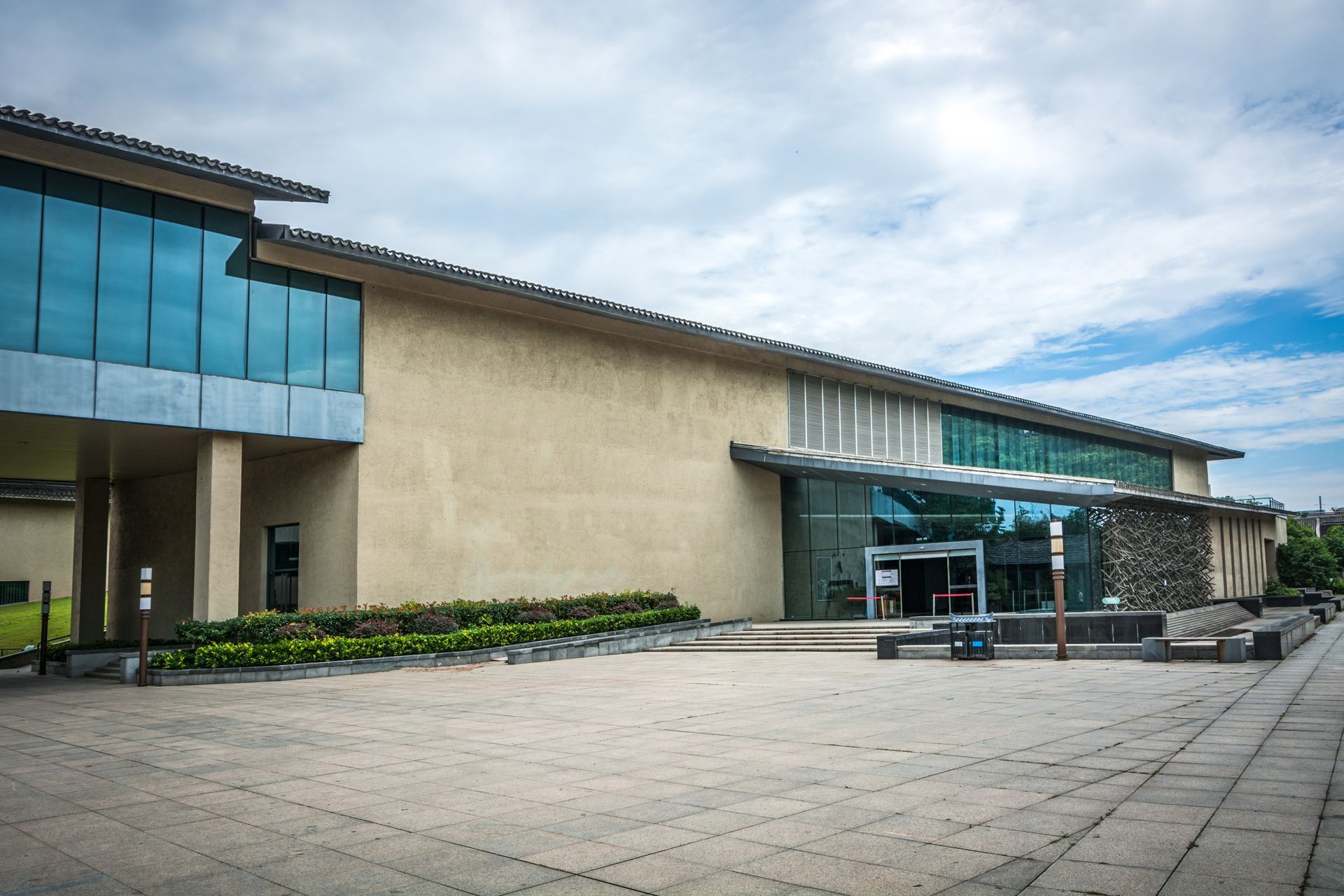 Modern building with glass and automatic doors