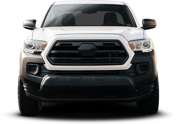 White Toyota Tacoma truck, front view. Black grille and bumper. | Umphress Fleet Service LLC