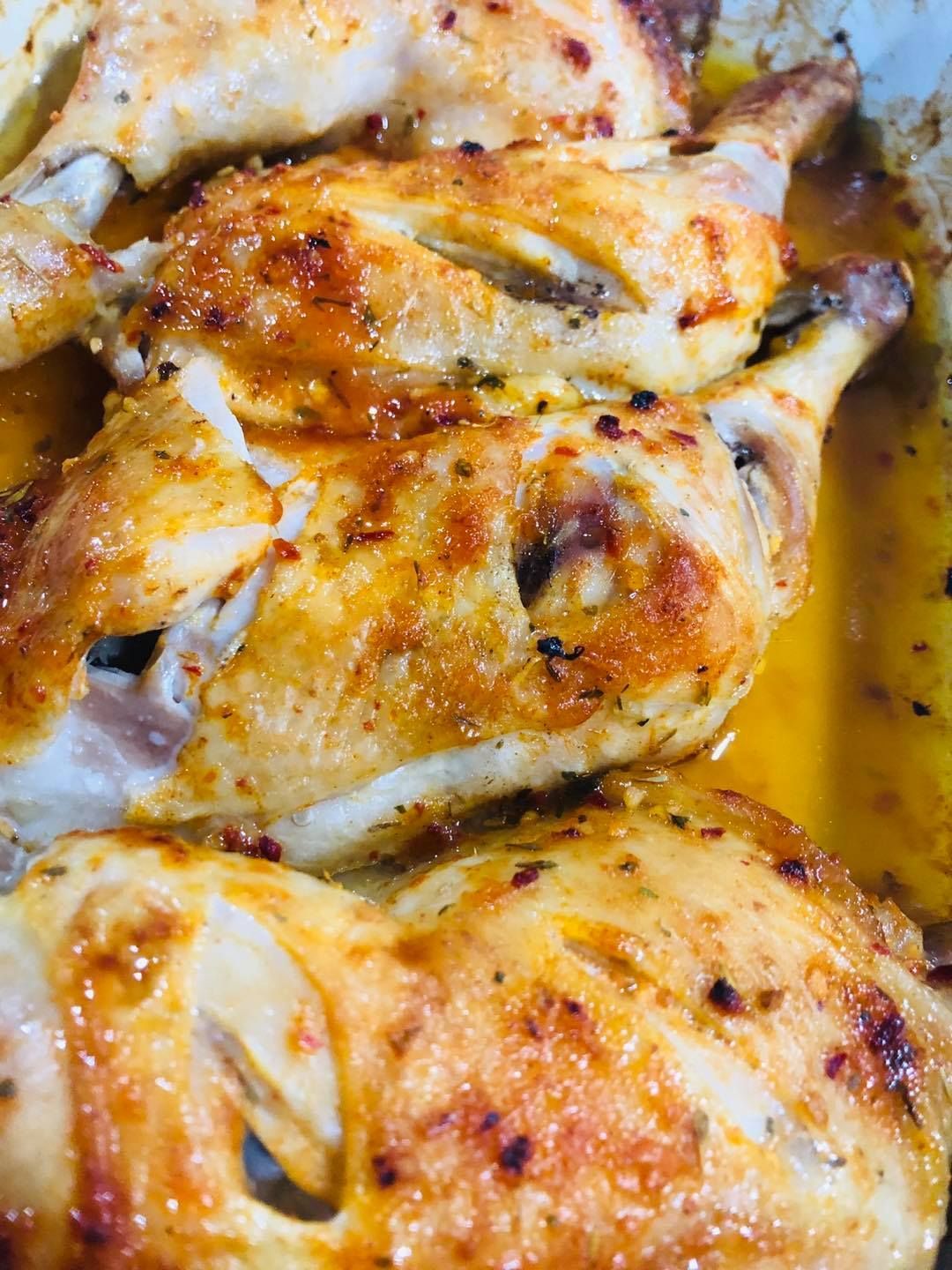 Roasted Chicken Pieces in a Baking Dish, Golden Brown Visible Spices — CQ Butchers & Catering Supplies in Airlie Beach, QLD