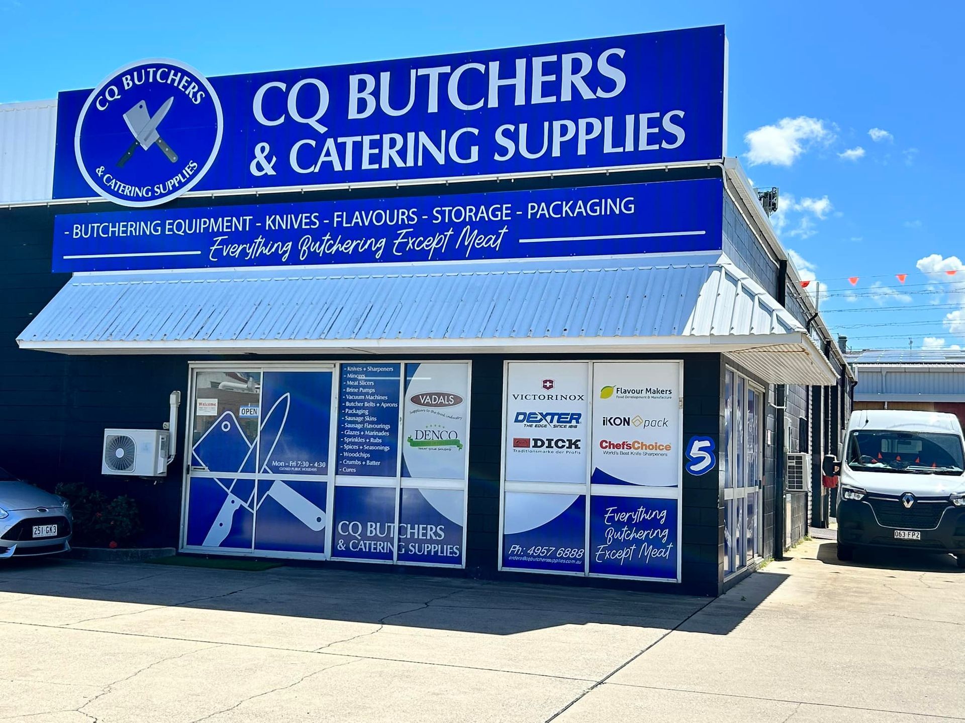 CQ Butchers & Catering Supplies Shopfront With Blue and White Signage — CQ Butchers & Catering Supplies in Mackay, QLD